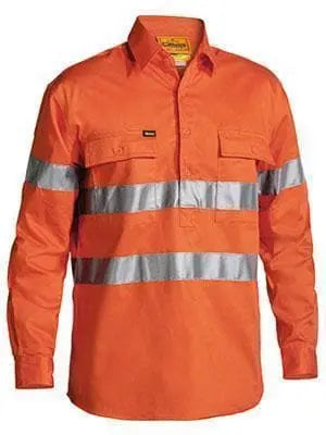 Bisley Workwear 3m Taped Long Sleeve Closed Front Drill Shirt BTC6482 Metro Workwear.
